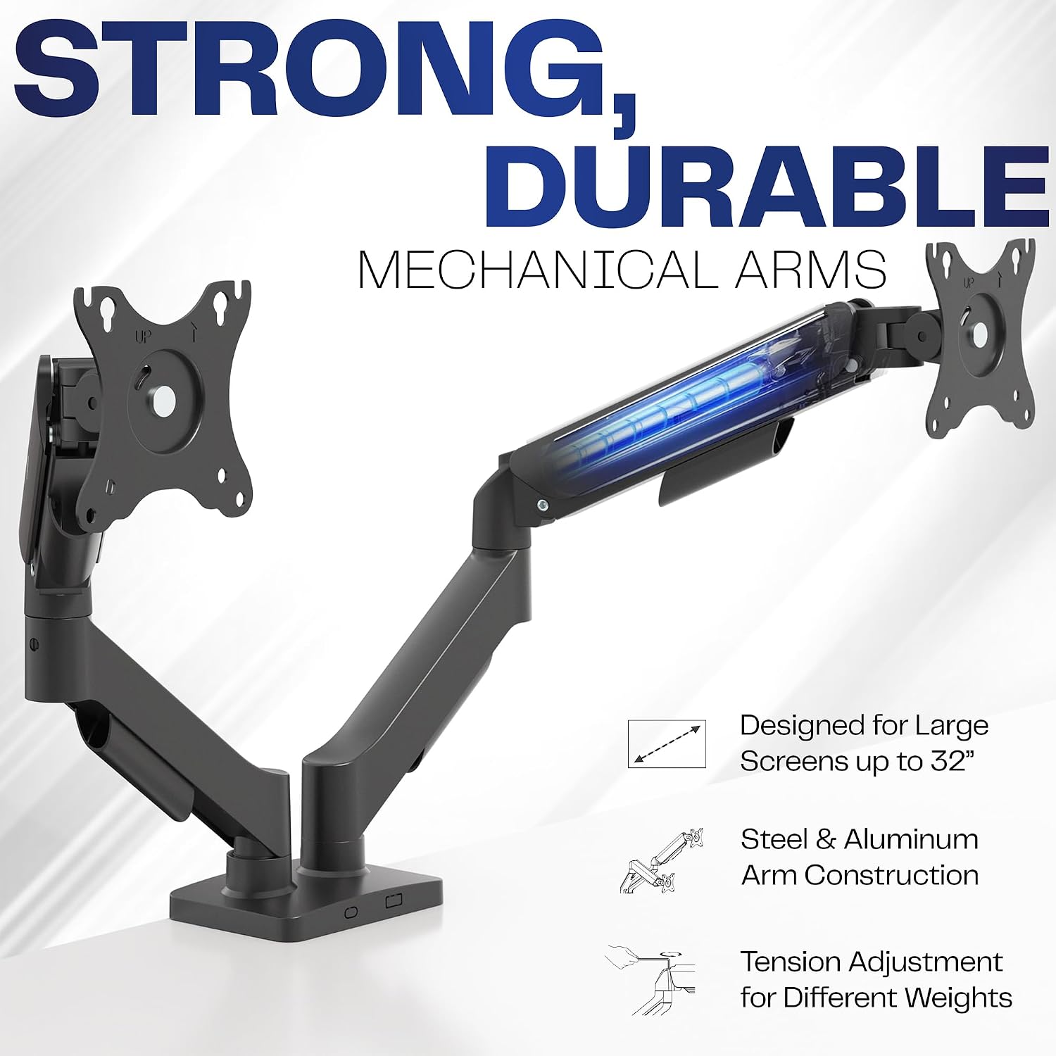 Thumbnail 2 de VIVO STAND-V002O Dual Arm Monitor Desk Mount: Height‑Adjustable, Tilt, Swivel, for 17–32" Screens