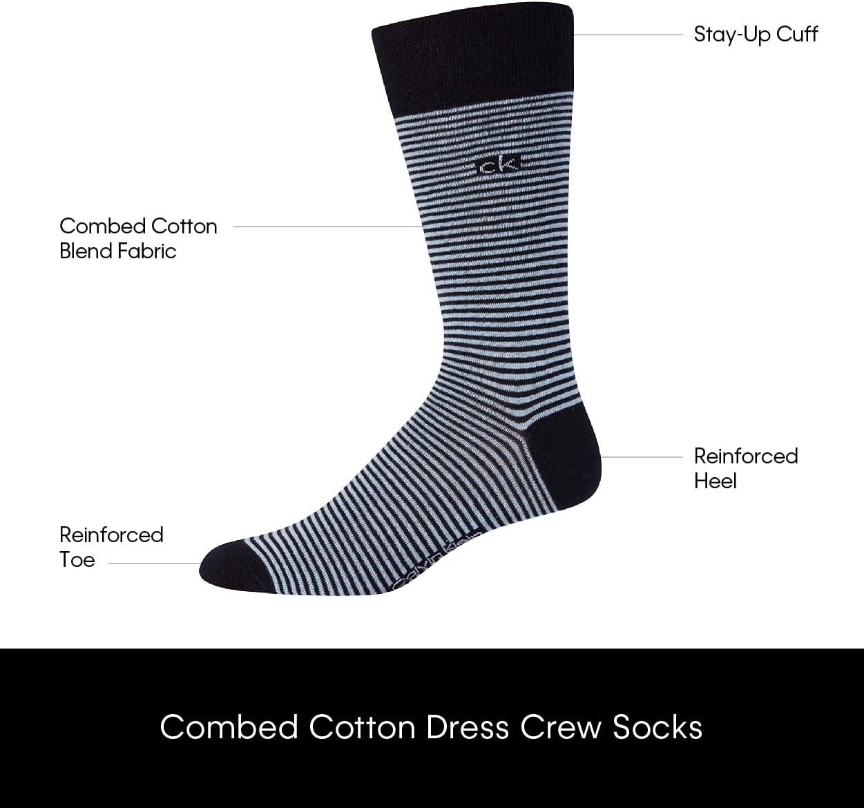 Detalle de Calvin Klein Mens Dress Socks - 8 Pack Breathable Cotton Blend Dress Socks for Men