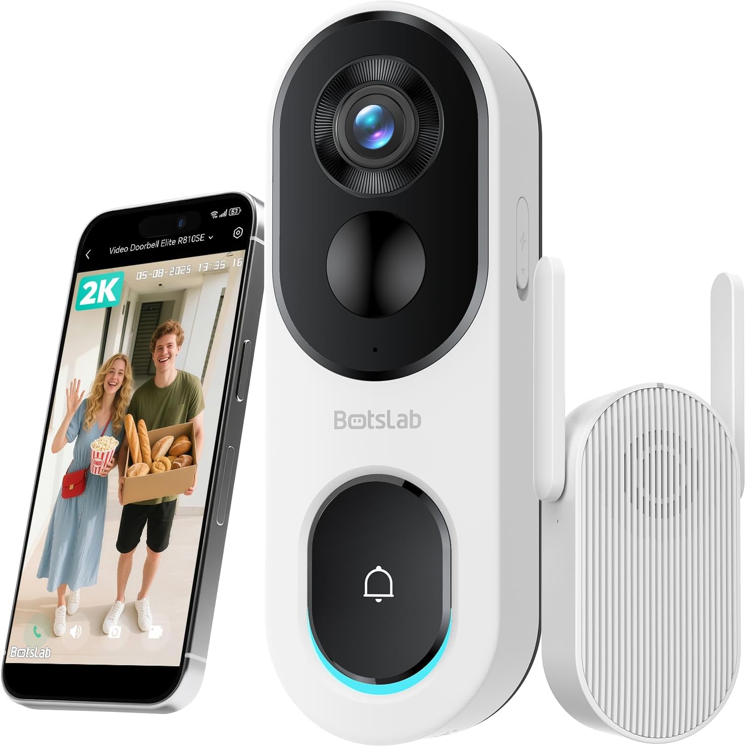 Detalle de BOTSLAB 2K Video Doorbell Camera Wireless đź“«