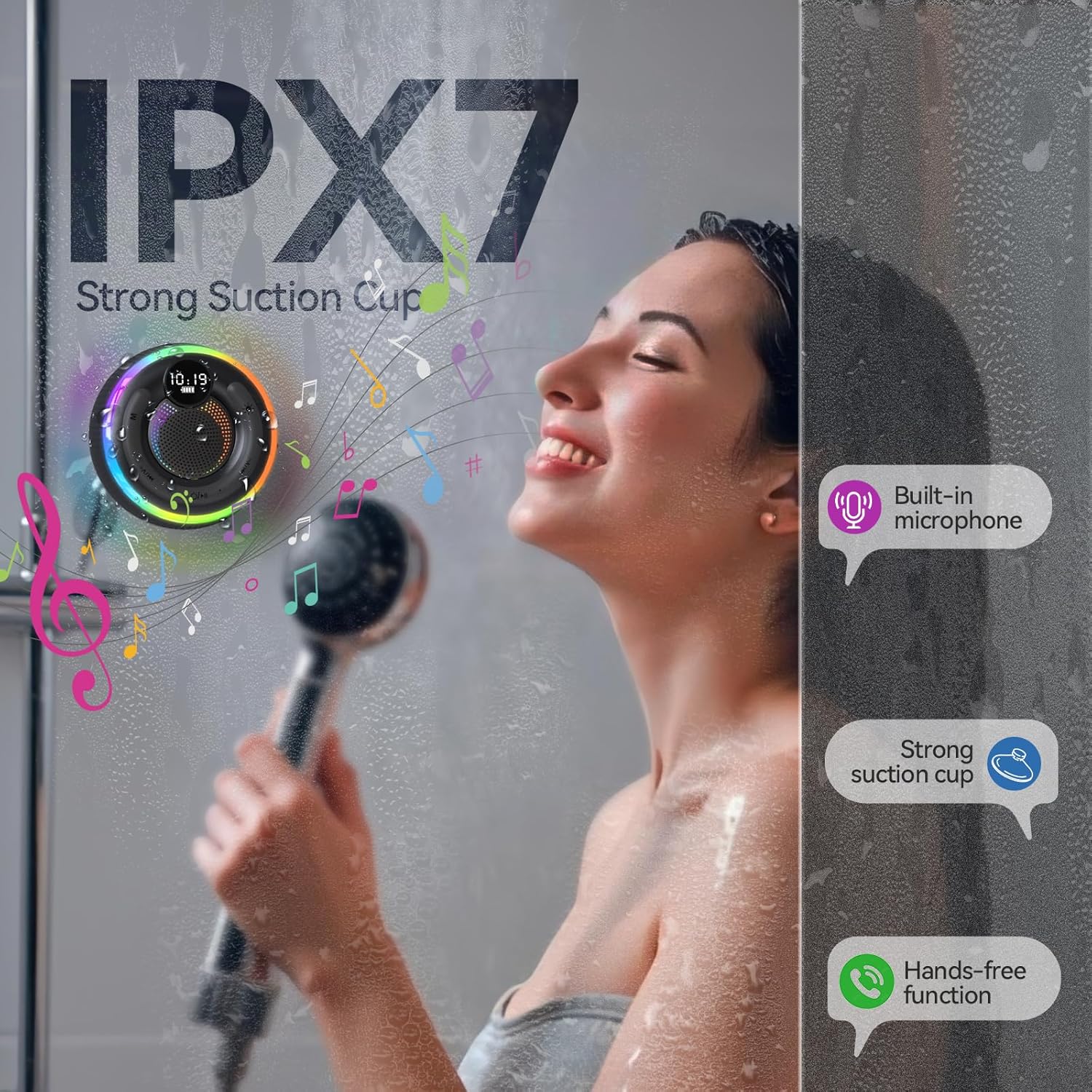 Detalle 2 de TECKNET Bluetooth Shower Speaker 1000mAh