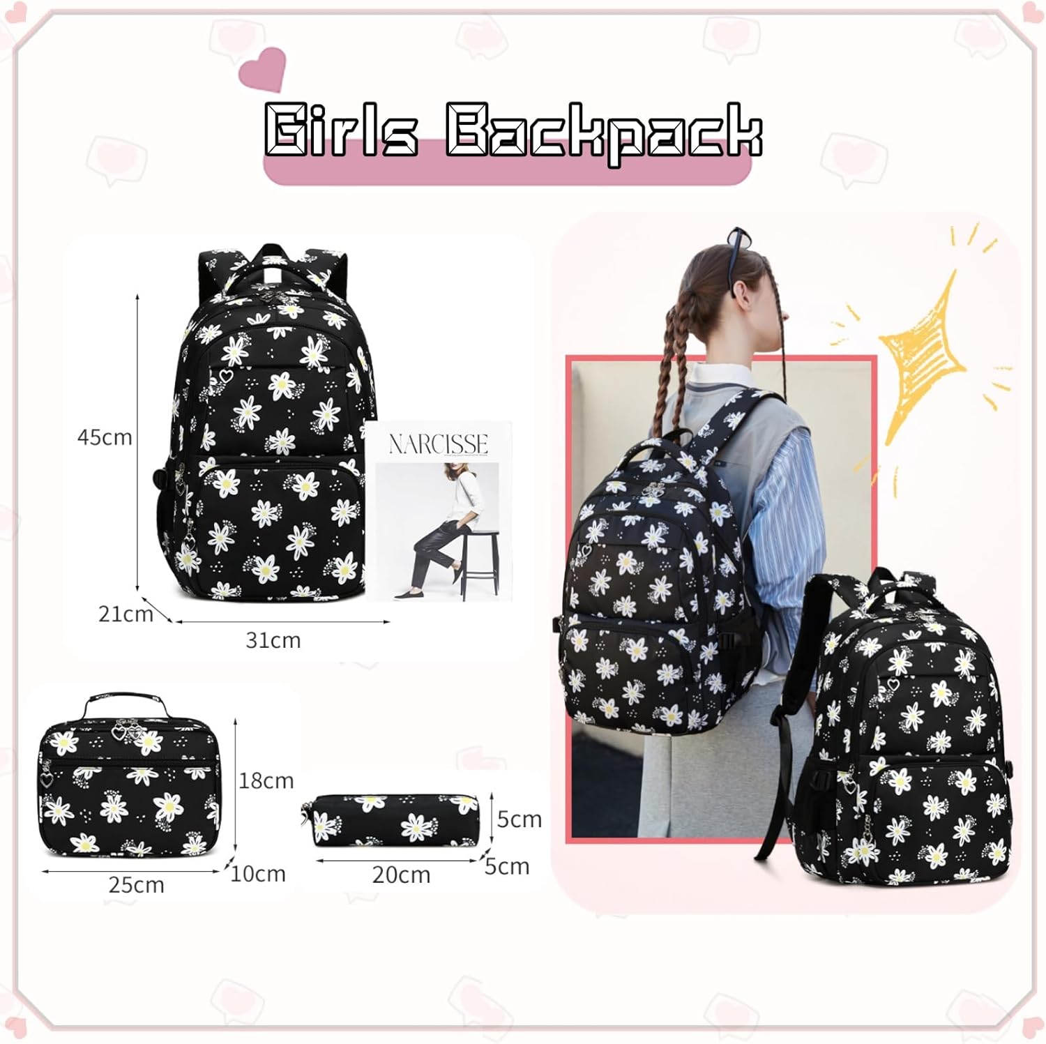 Thumbnail 1 de VIDOSCLA Girls Daisy Backpack: A Practical, Cheerful School Bag for Elementary Kids