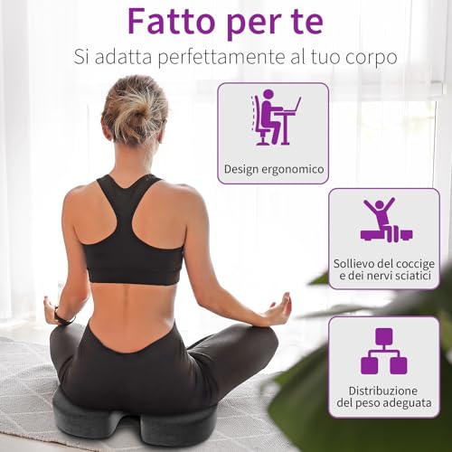 Thumbnail 1 de Radikor Cuscino ergonomico per sedia in memory foam, nero, con base antiscivolo