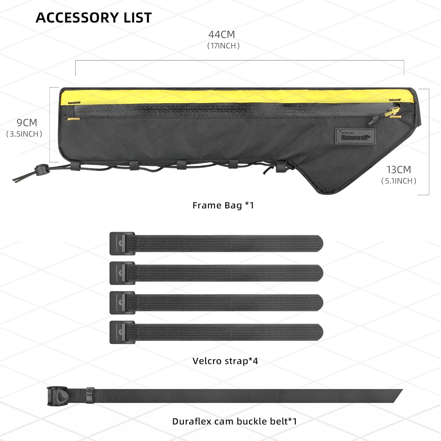 Detalle de Rhinowalk Waterproof Bike Frame Bag (Triangle) 2.4L – Under-Top Tube Pouch for Cyclists