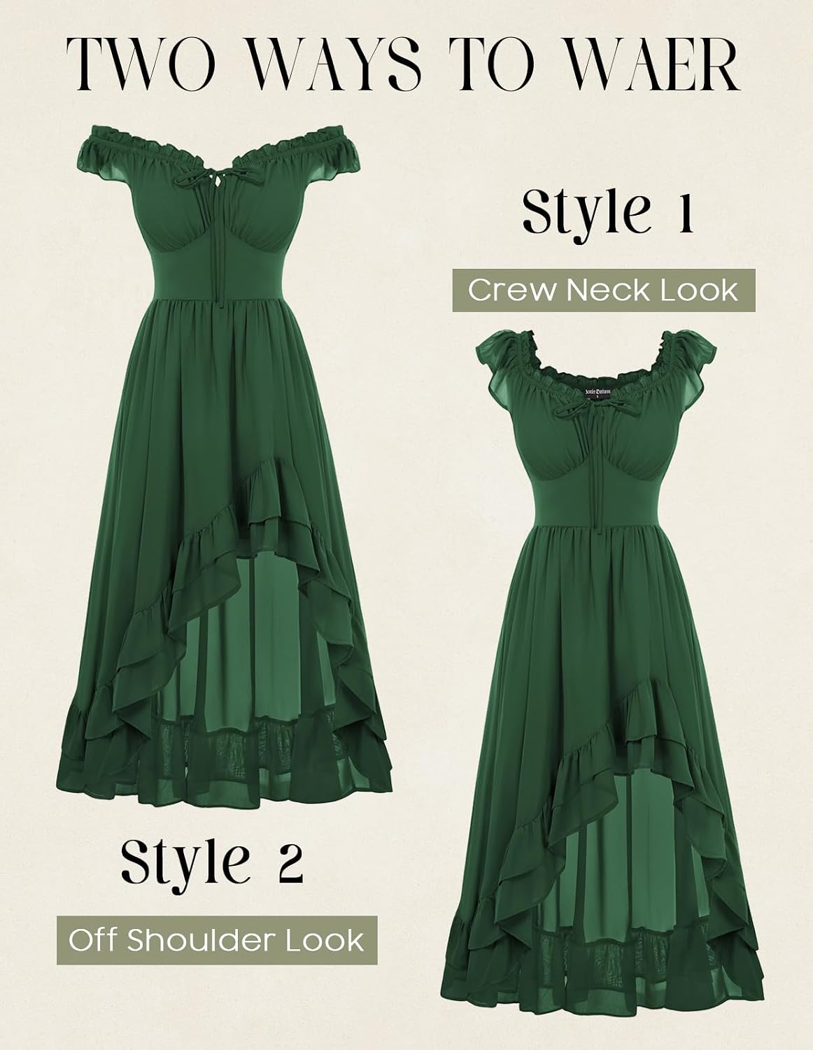 Thumbnail 6 de Scarlet Darkness SL0023S26 Renaissance Corset Dress, Chiffon High-Low Hem