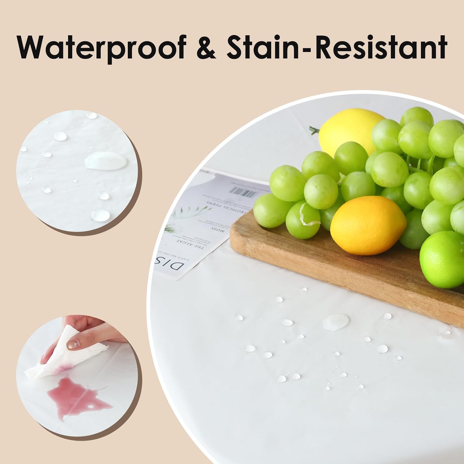 Thumbnail 2 de Fixwal Disposable White Plastic Table Cloth (8-Pack), 70 x 120 Inch Rectangular Cover for Parties & Picnics