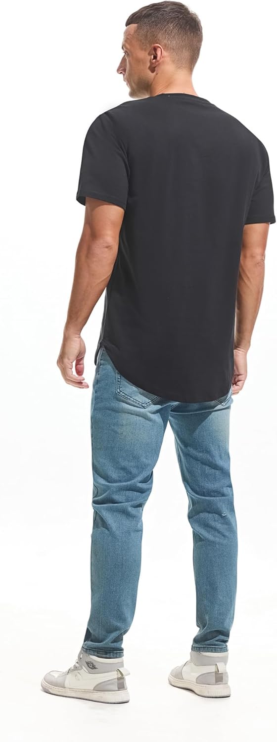 Thumbnail 6 de VEIISAR Herren T-Shirt aus 100% Baumwolle – Heavy Duty Preshrunk Longline