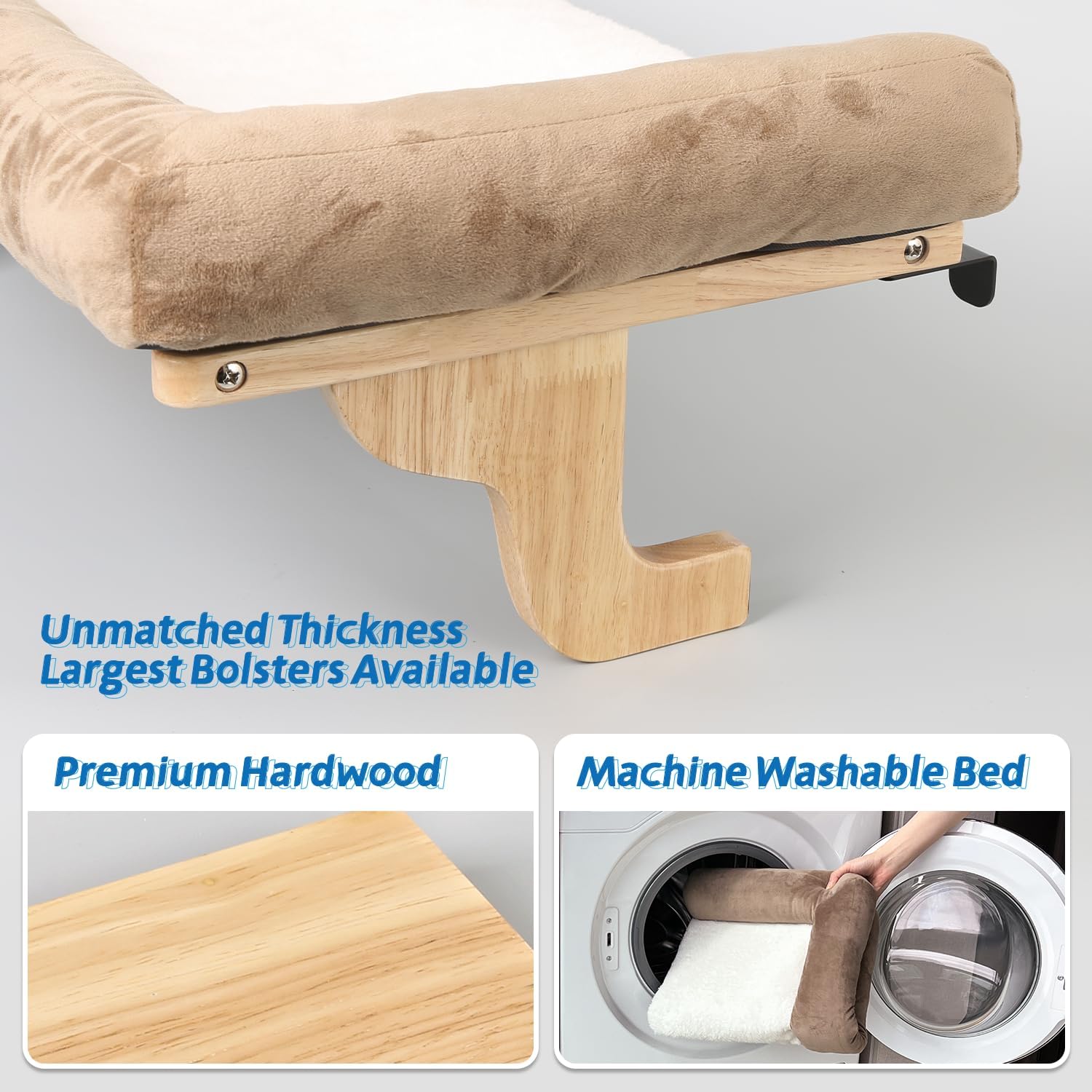 Thumbnail 6 de Zakkart CWP03-L-BR Cat Window Perch, Large Hardwood Frame and Washable Brown Bed