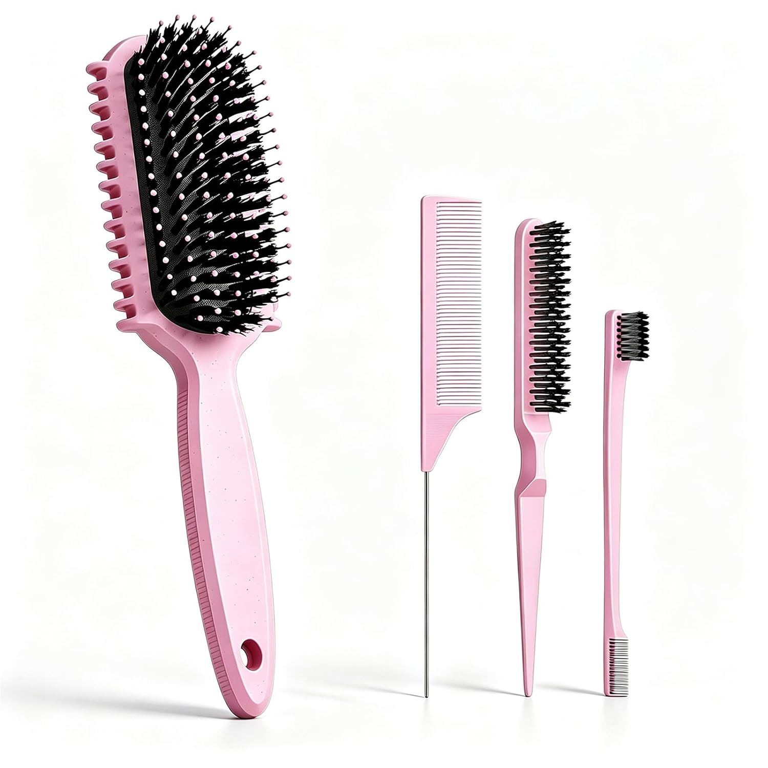 Detalle de HEZ Curl Defining Brush Set (Pink) for Combing and Shaping Curls, Slick Backs & More