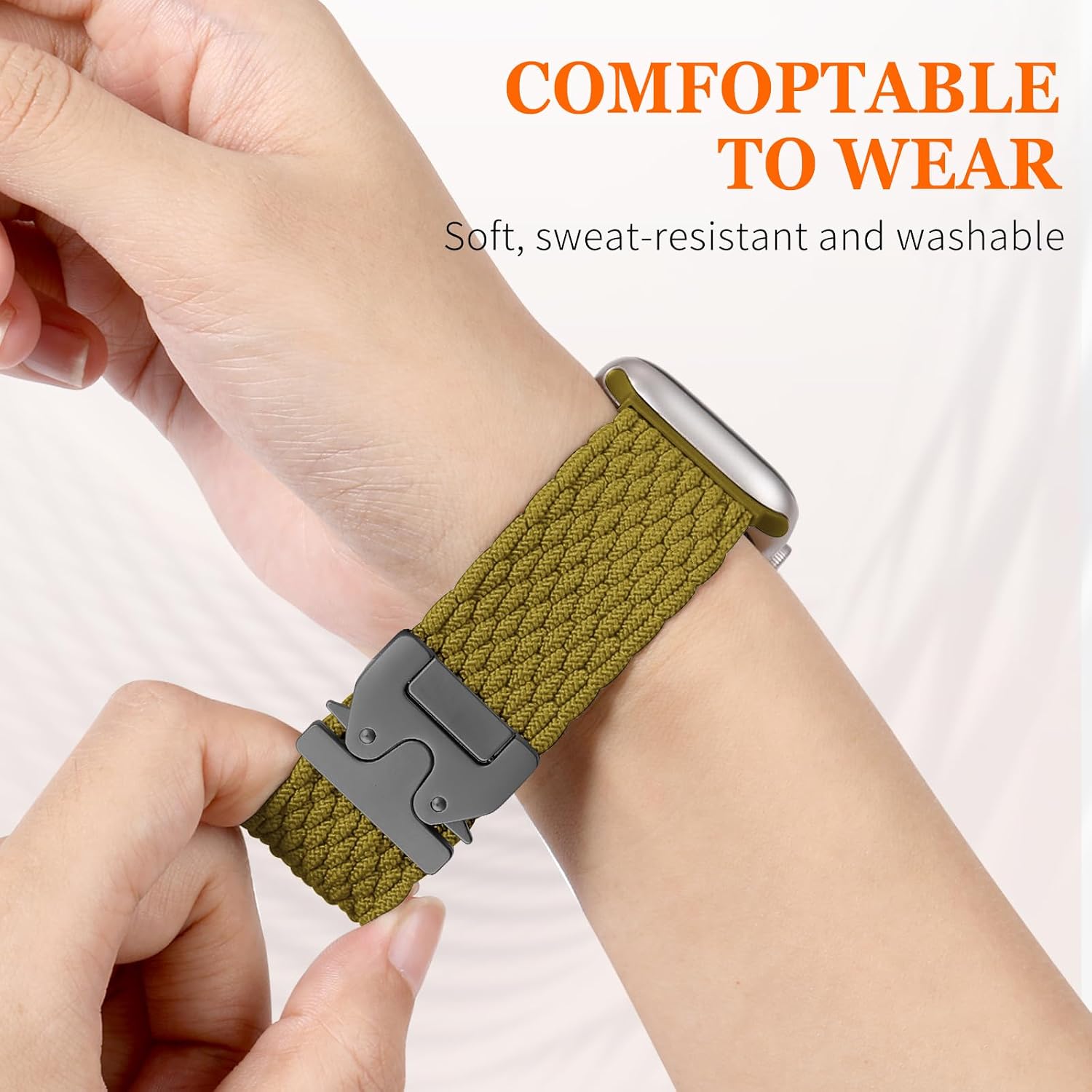 Detalle de YuiYuKa geflochtenes Nylon-Armband für Apple Watch Ultra/2 und Serie 10–1 (49/46/45/44/42/41/40/38 mm)