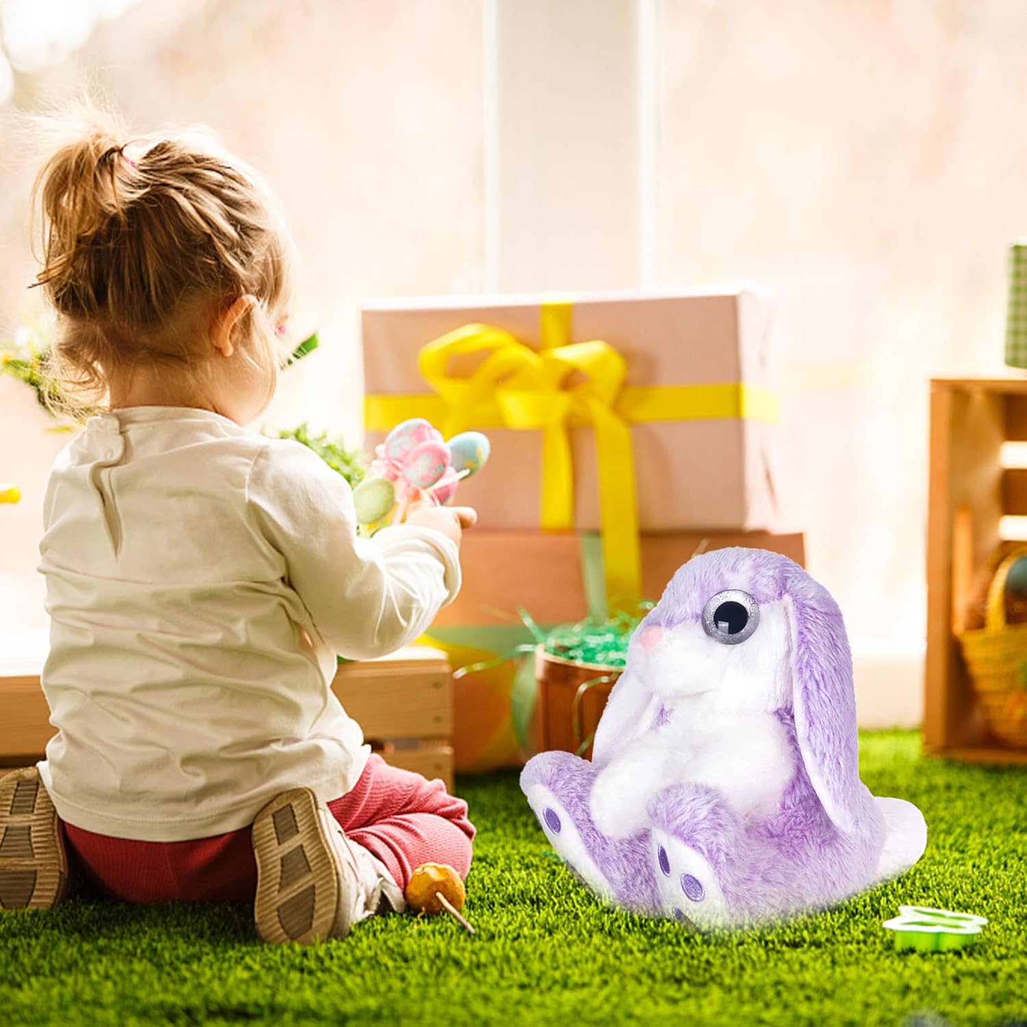 Thumbnail 1 de My OLi Easter Bunny Teddy Soft Toy 22cm – Plush Floppy-Eared Bunny for Kids and Nursery Decor