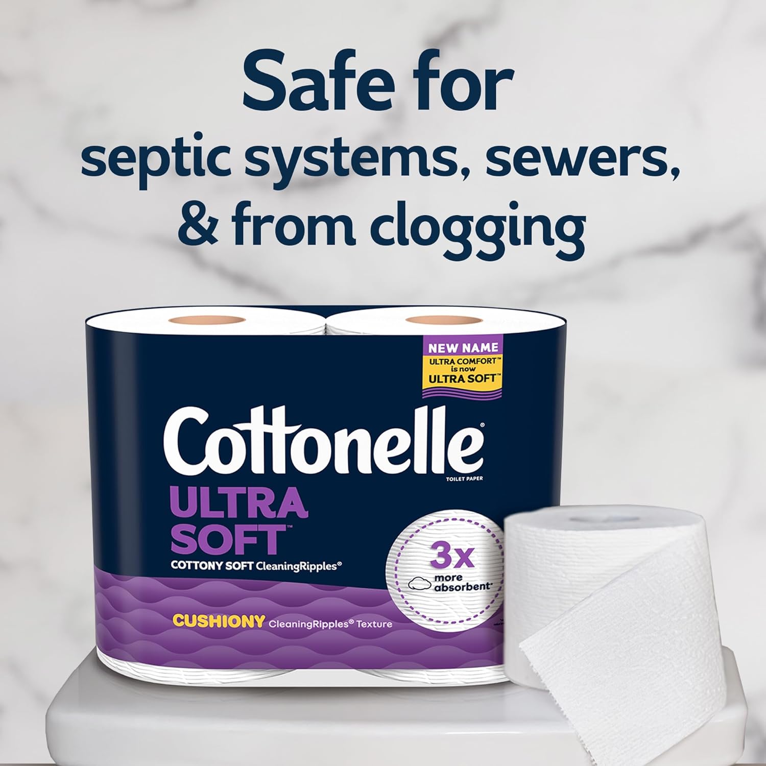 Detalle de Cottonelle Ultra Comfort Toilet Paper: 24 Family Mega Rolls for Soft, Absorbent Cleanliness