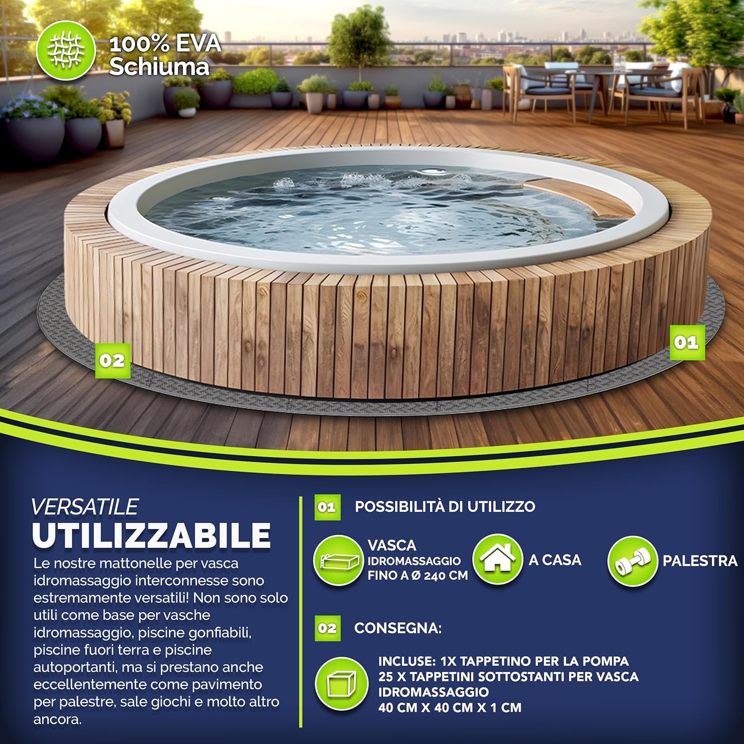 Thumbnail 5 de tillvex Tappetino rotondo per vasca idromassaggio 240 cm | Protezione pavimento, isolamento termico ed equilibrio su superfici variegate