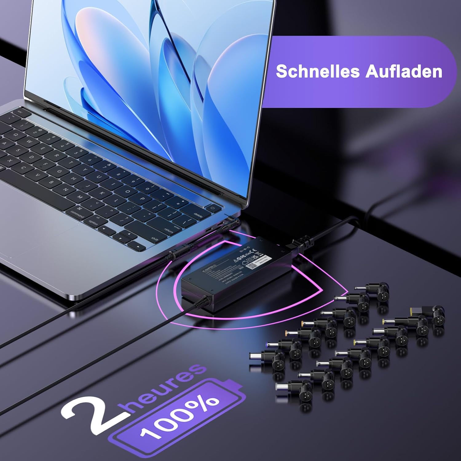 Thumbnail 6 de 90W universelles Netzteil Ladegerät für Laptop – 18–20V, 15 Stecker, 4,74A Max