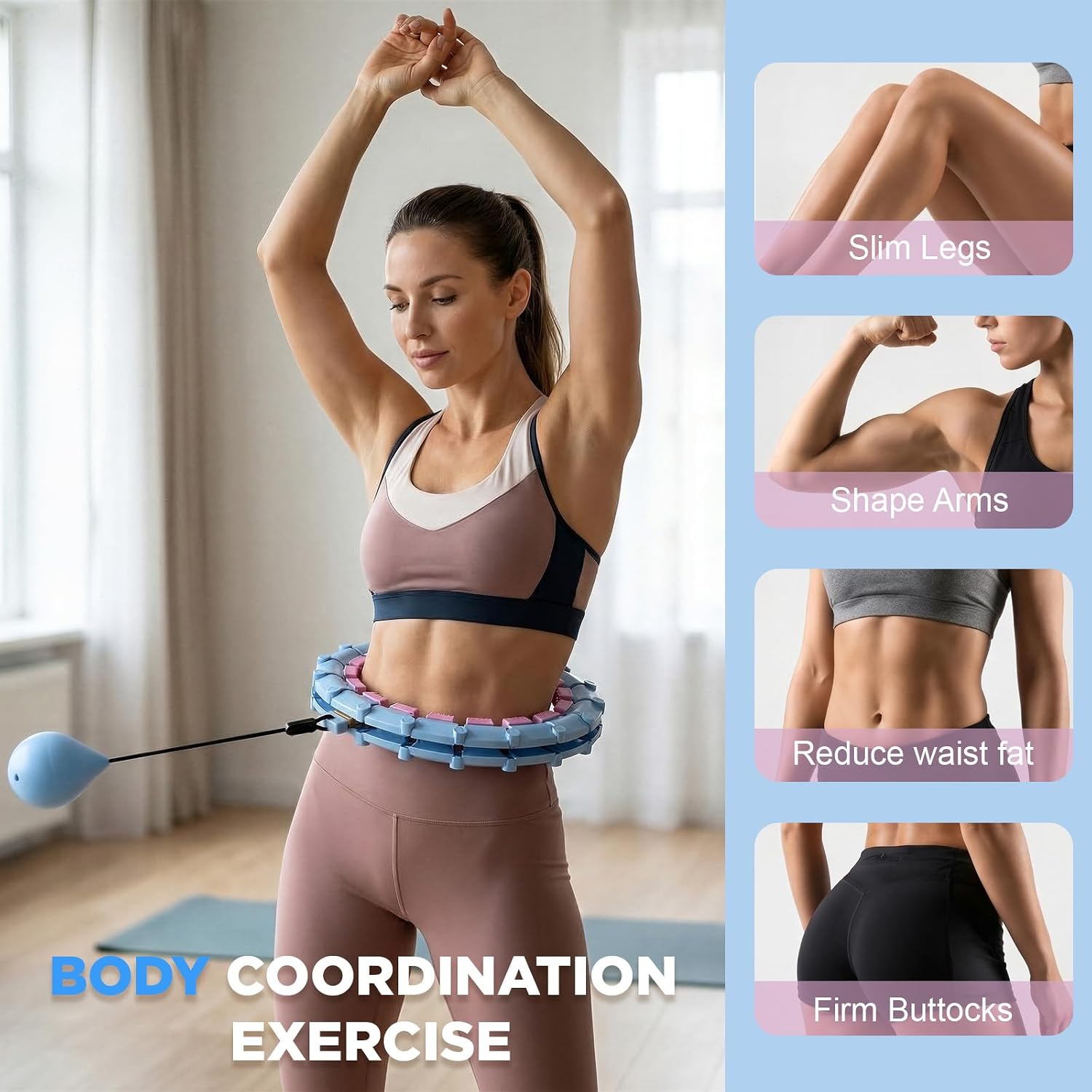 Detalle de HCOIW Weighted Infinity Fitness Hoop, 47-Inch with 24 Detachable Links