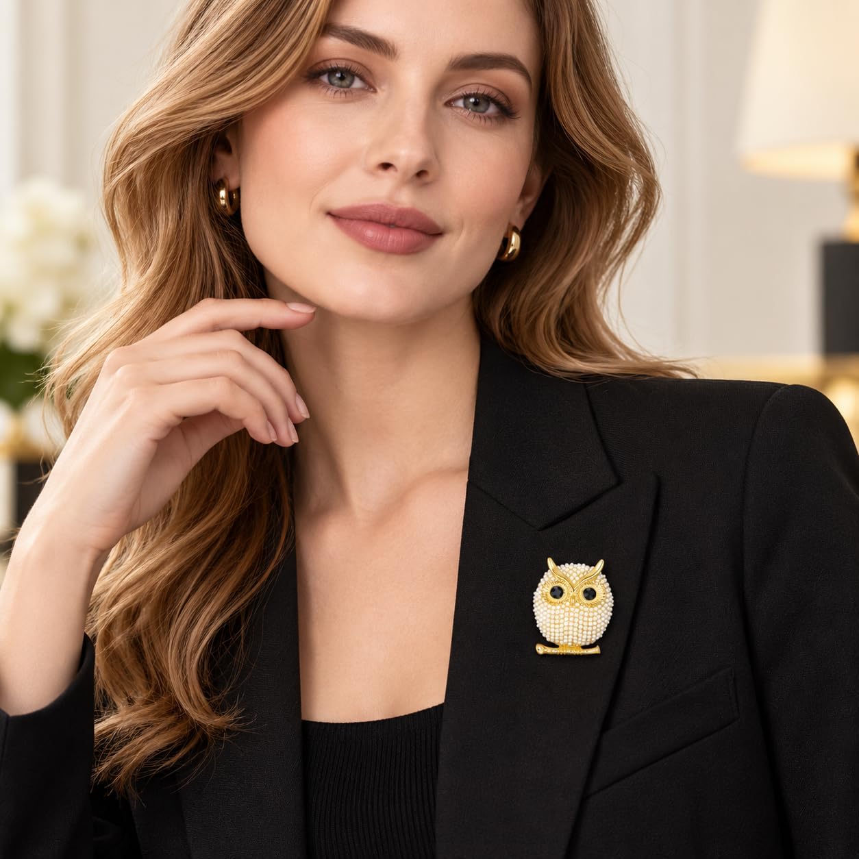 Detalle de Soumimi Owl Brooch in Copper