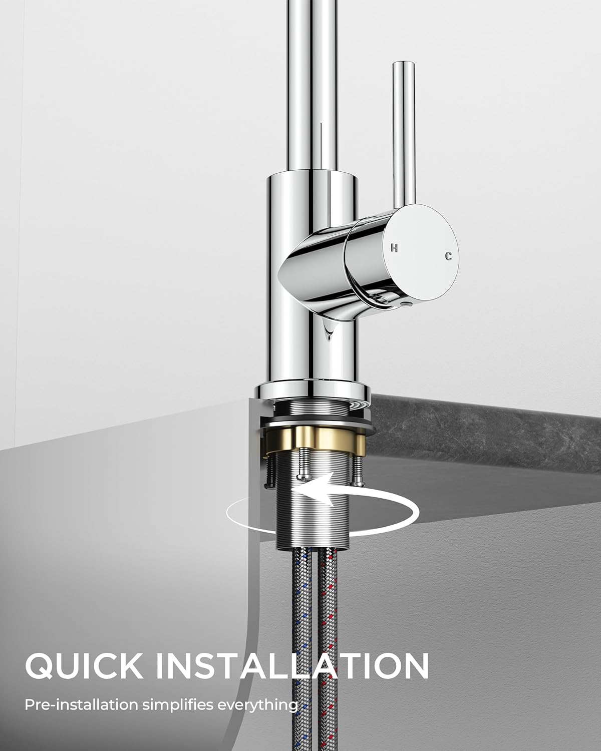 Thumbnail 3 de FORIOUS Kitchen Tap: 3‑Way 360° Swivel High Arc with Pull‑Out Spray