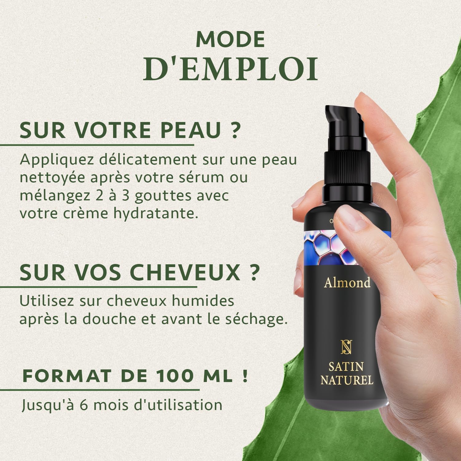 Thumbnail 6 de Huile d’amande douce Bio 100 ml – Huile hydratante naturelle pour le corps, les cheveux et le massage