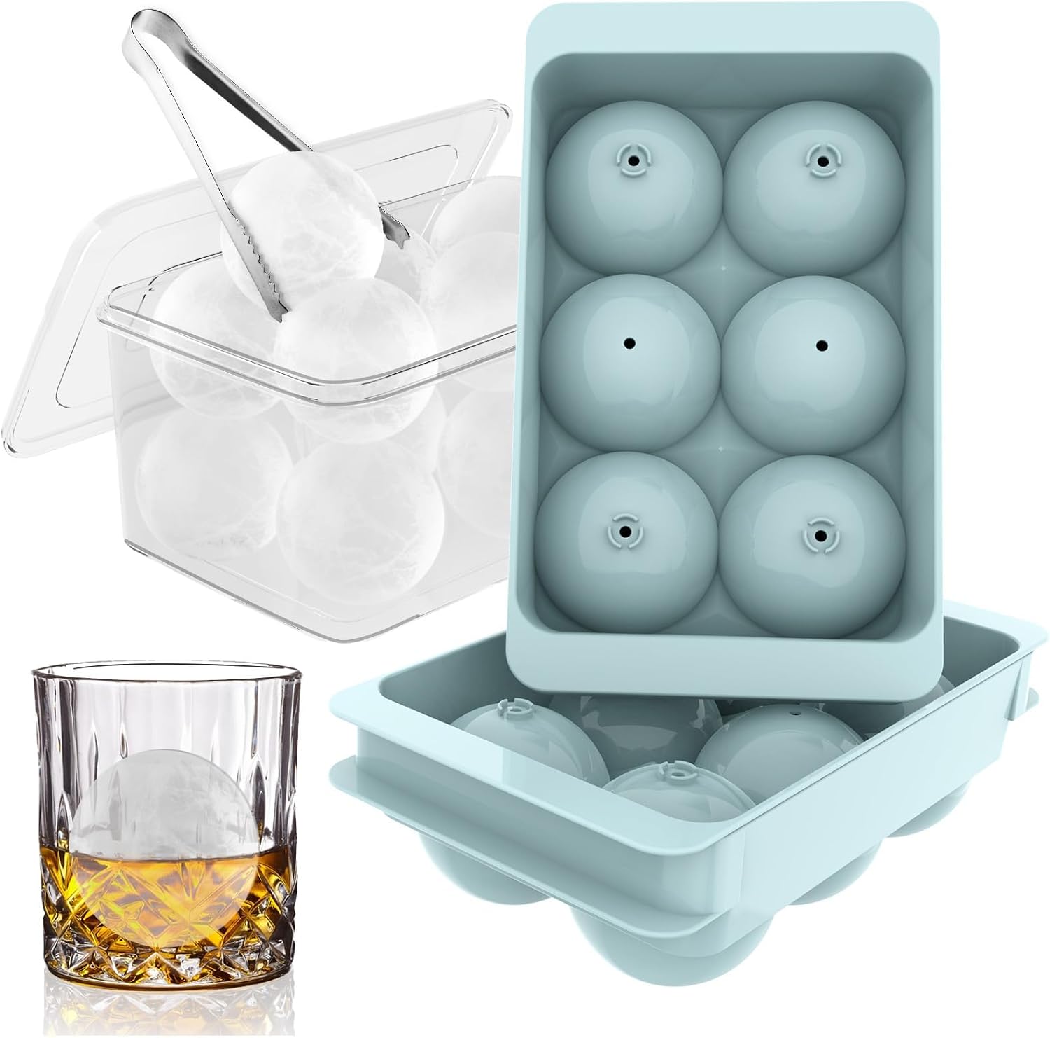 Detalle de WIBIMEN Large Ice Cube Molds 1.9in 6 Balls 🍸