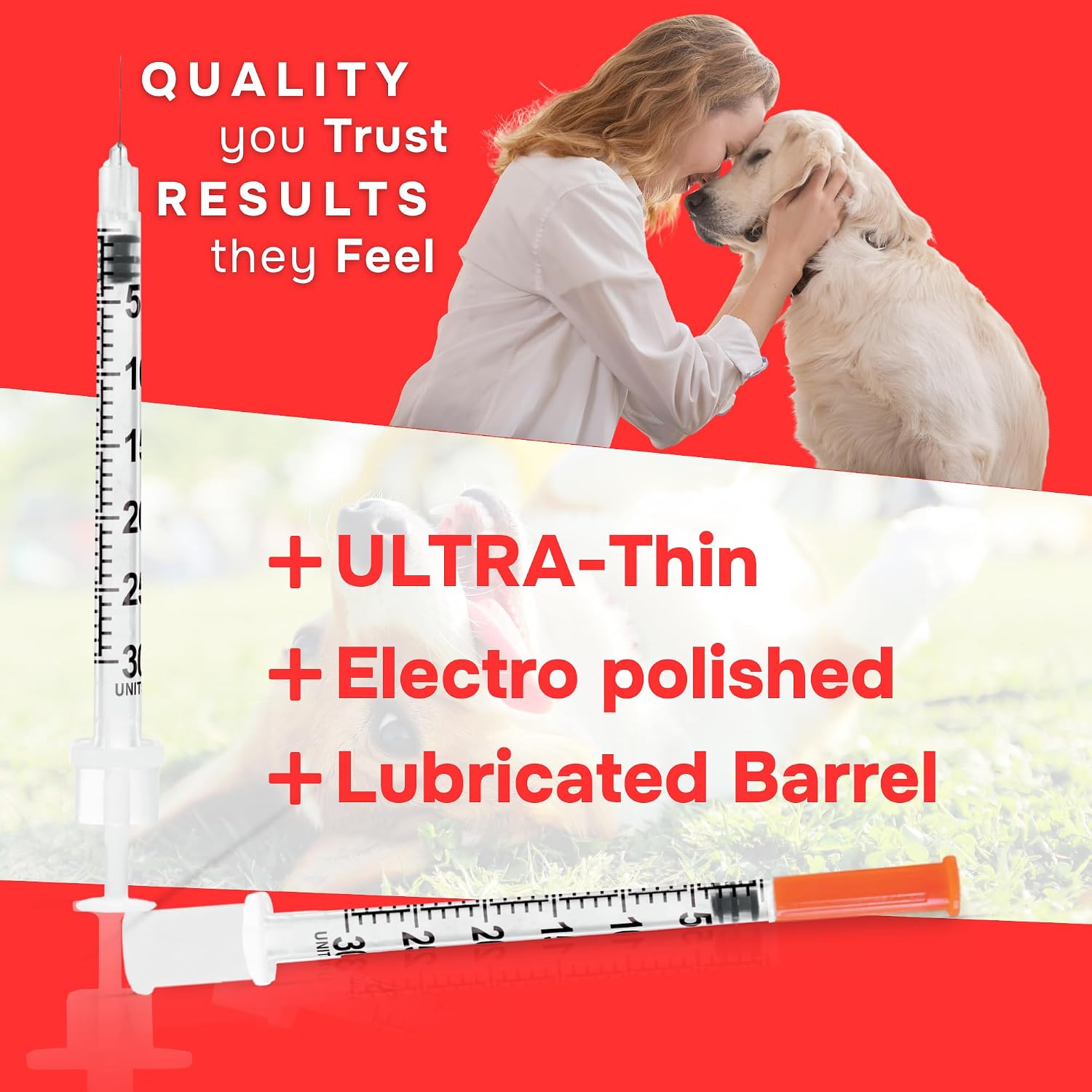 Detalle 2 de GLUCO-CARE U-100 ペット用インスリン注射器 0.3mL・29G・半単位目盛り
