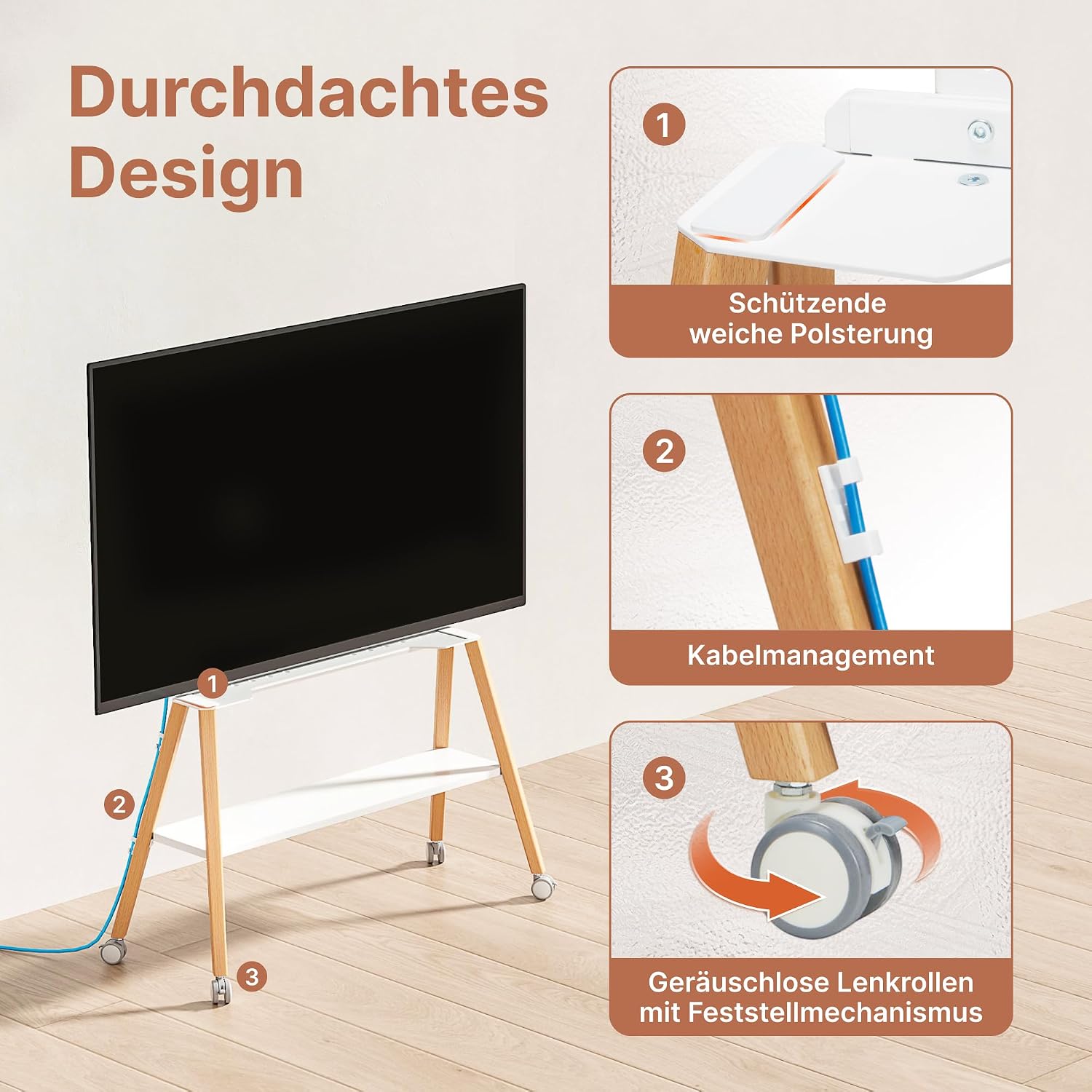 Detalle 1 de ECOTINY TV Ständer mit Rollen bis 40 kg