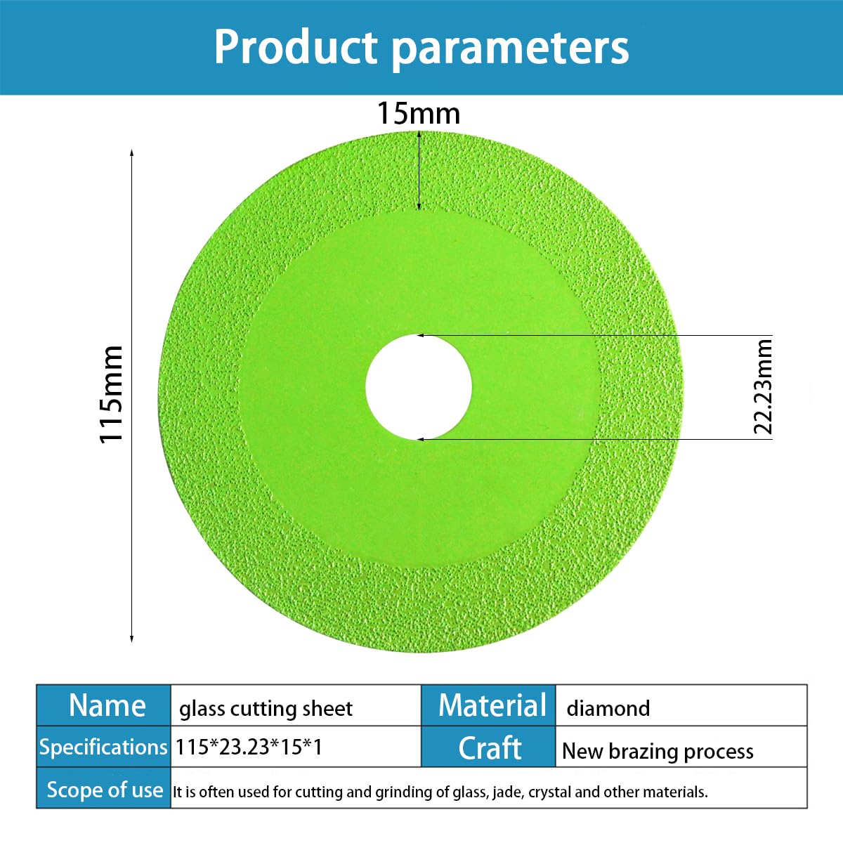 Detalle 2 de OneNine Glass Cutting Disc Ø 22,23 mm – Präzise Glas- und Fliesen-Schnitte für Winkelschleifer