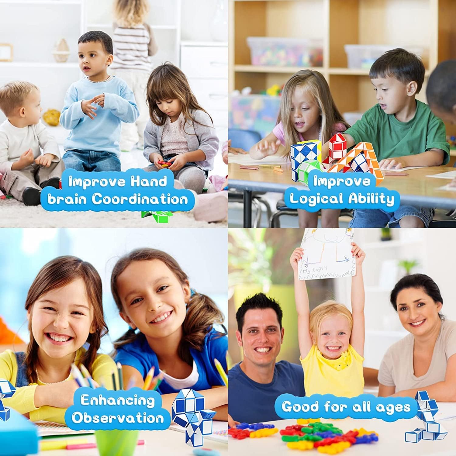 Detalle 1 de Magic Snake Set für Kinder 24 Magische Blöcke