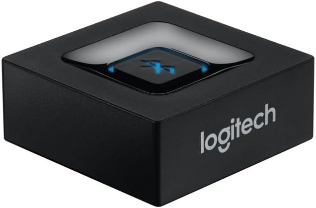 Detalle 1 de Logitech Wireless Bluetooth Audio Receiver (3.5mm + RCA, one-push pairing) – UK plug, Black/Blue