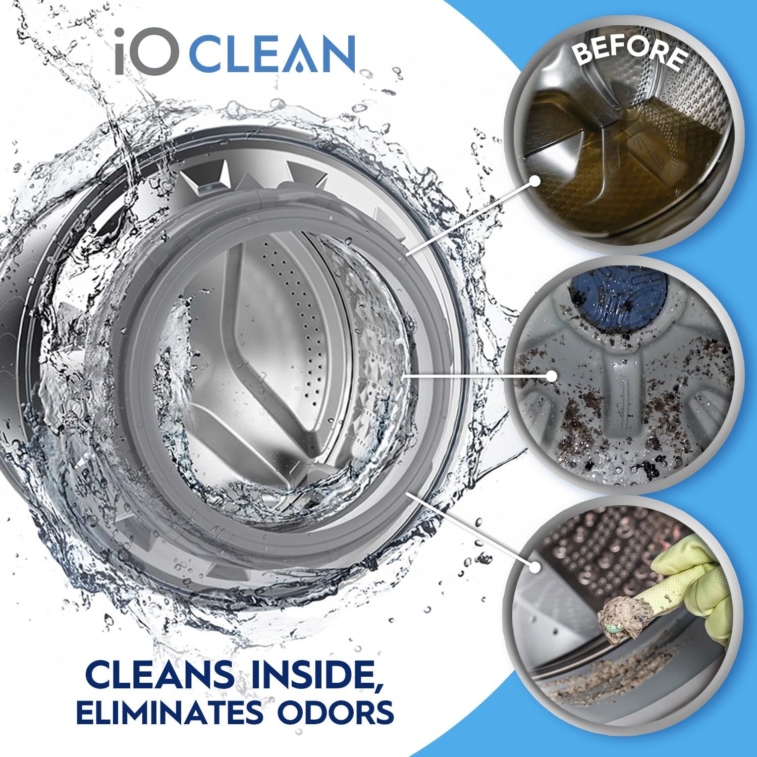 Detalle 1 de iO CLEAN Washing Machine Cleaner & Descaler Tablets, 24 Count, Unscented