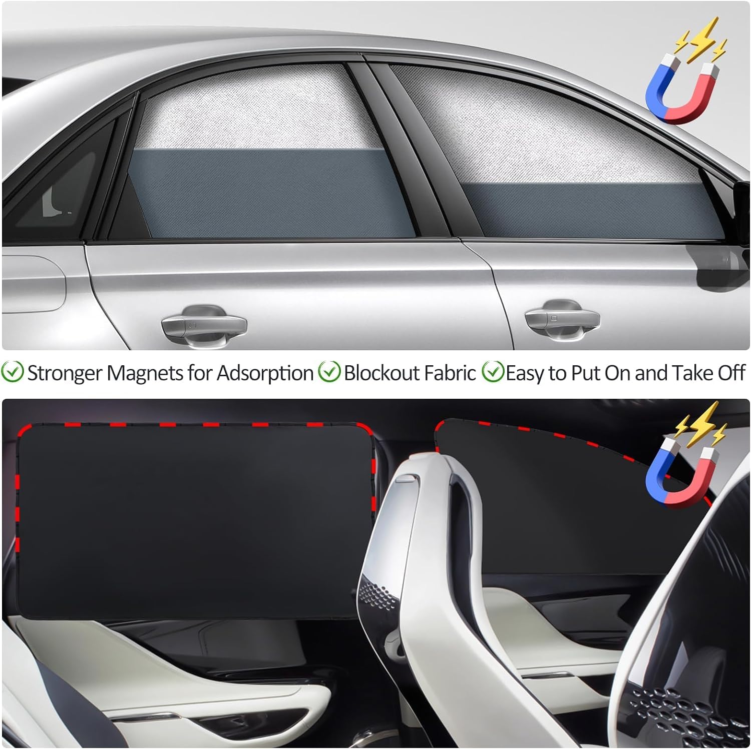 Thumbnail 4 de ZATOOTO Sonnenschutz für die Seitenscheibe (magnetisch) – Sichtschutz, UV-Schutz-Vorhang, Silber