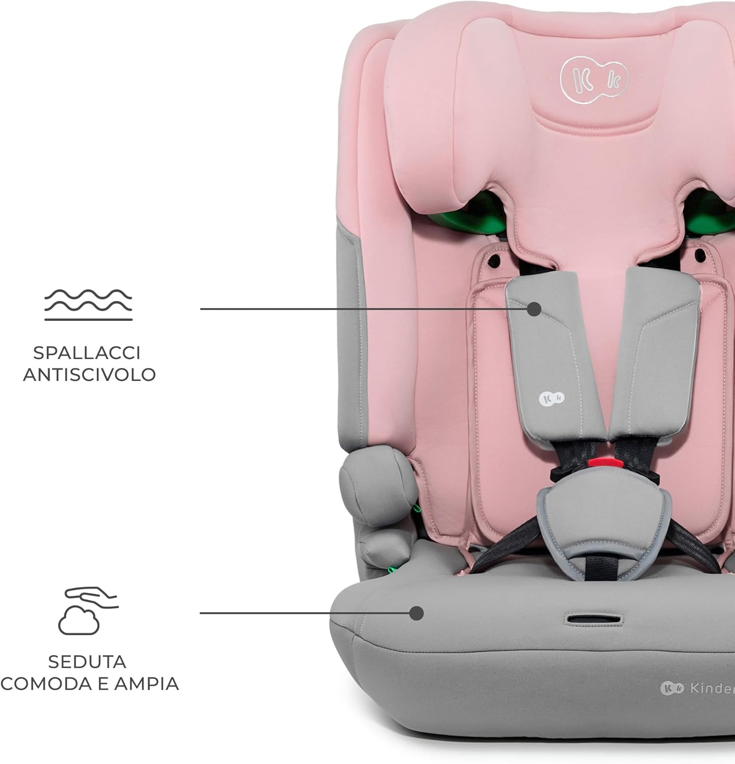Detalle de Kinderkraft I-COMFY: Seggiolino auto 76–150 cm con EASY GROW SYSTEM e protezione H-GUARD