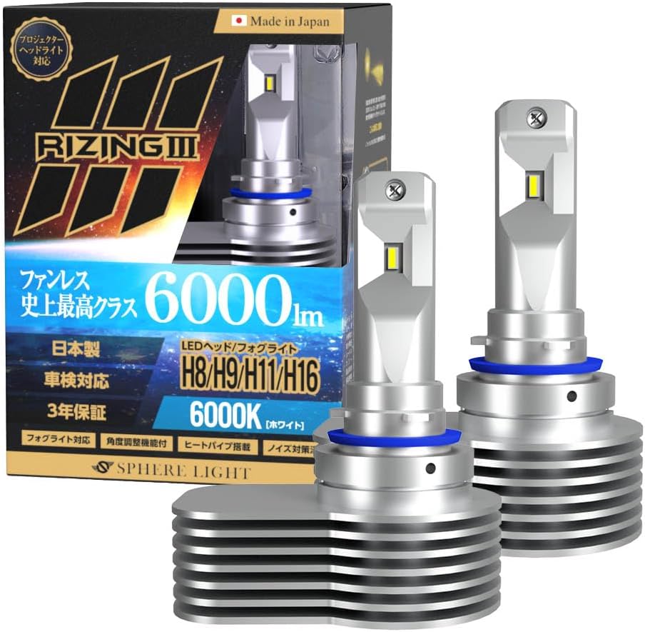Detalle de スフィアライト RIZING3 SLRZH11060 LEDヘッドライトバルブ H8/H9/H11/H16・6000K・6000lm