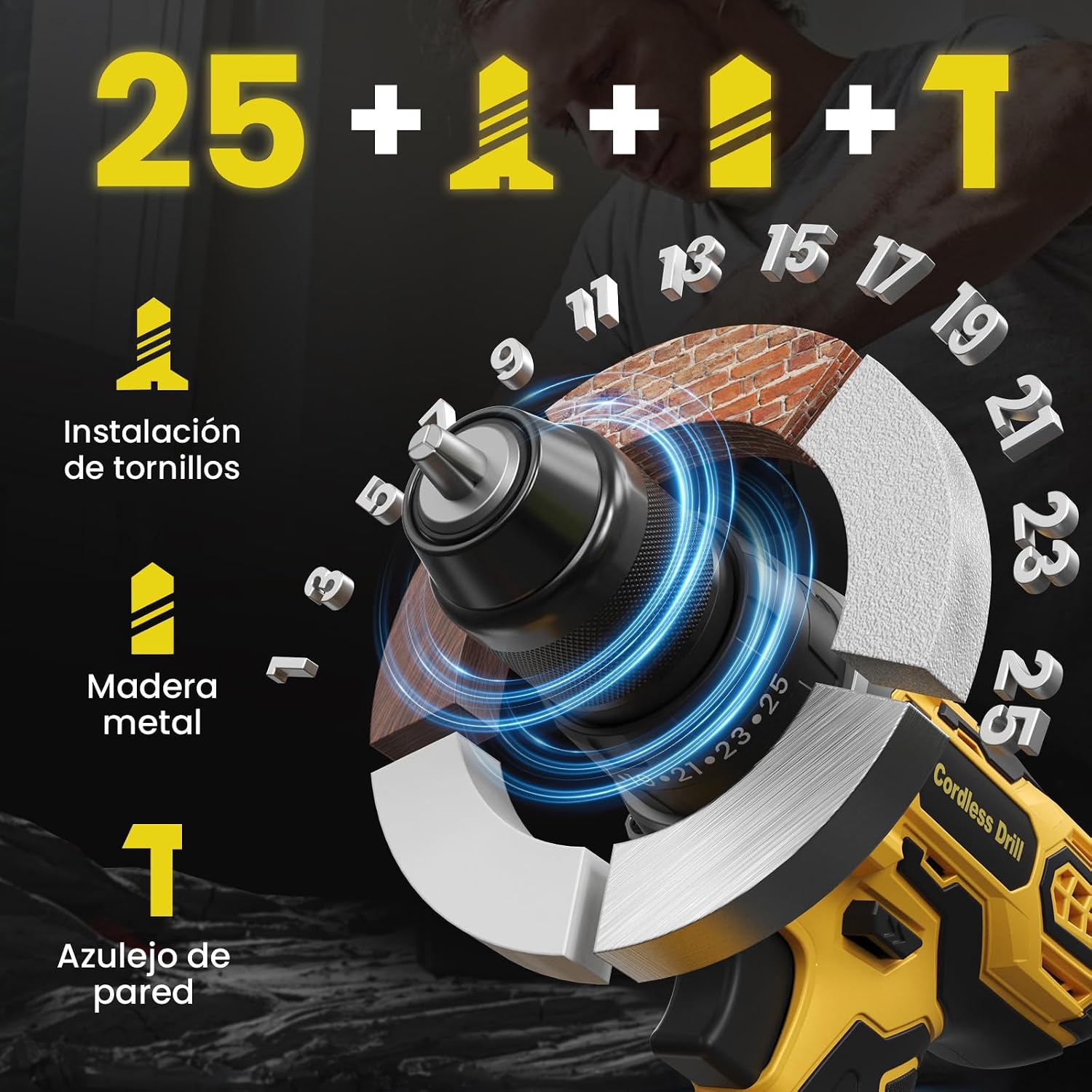 Detalle 2 de VIWKO 21V Taladro percutor 45 Nm