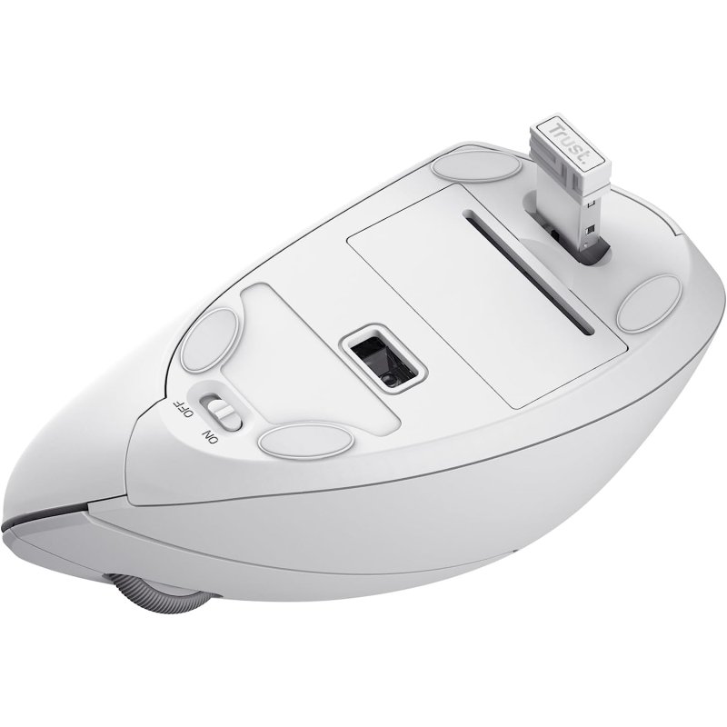 Detalle 2 de Trust Verto Ratón ergonómico vertical inalámbrico 1600 DPI blanco 🖱