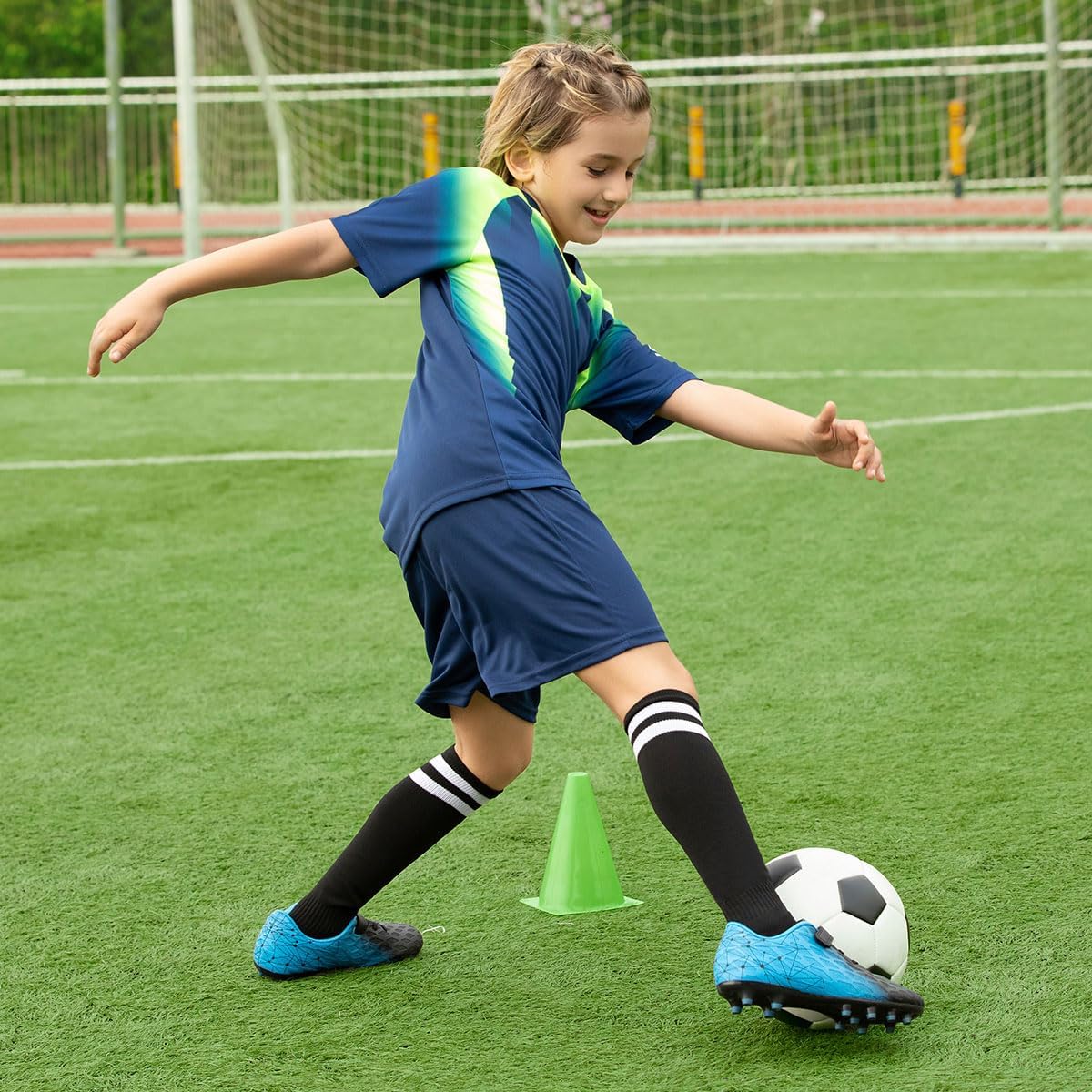Thumbnail 6 de JABASIC Kids Firm Ground Fußballschuhe für Jungen & Mädchen – Klett für festen Sitz