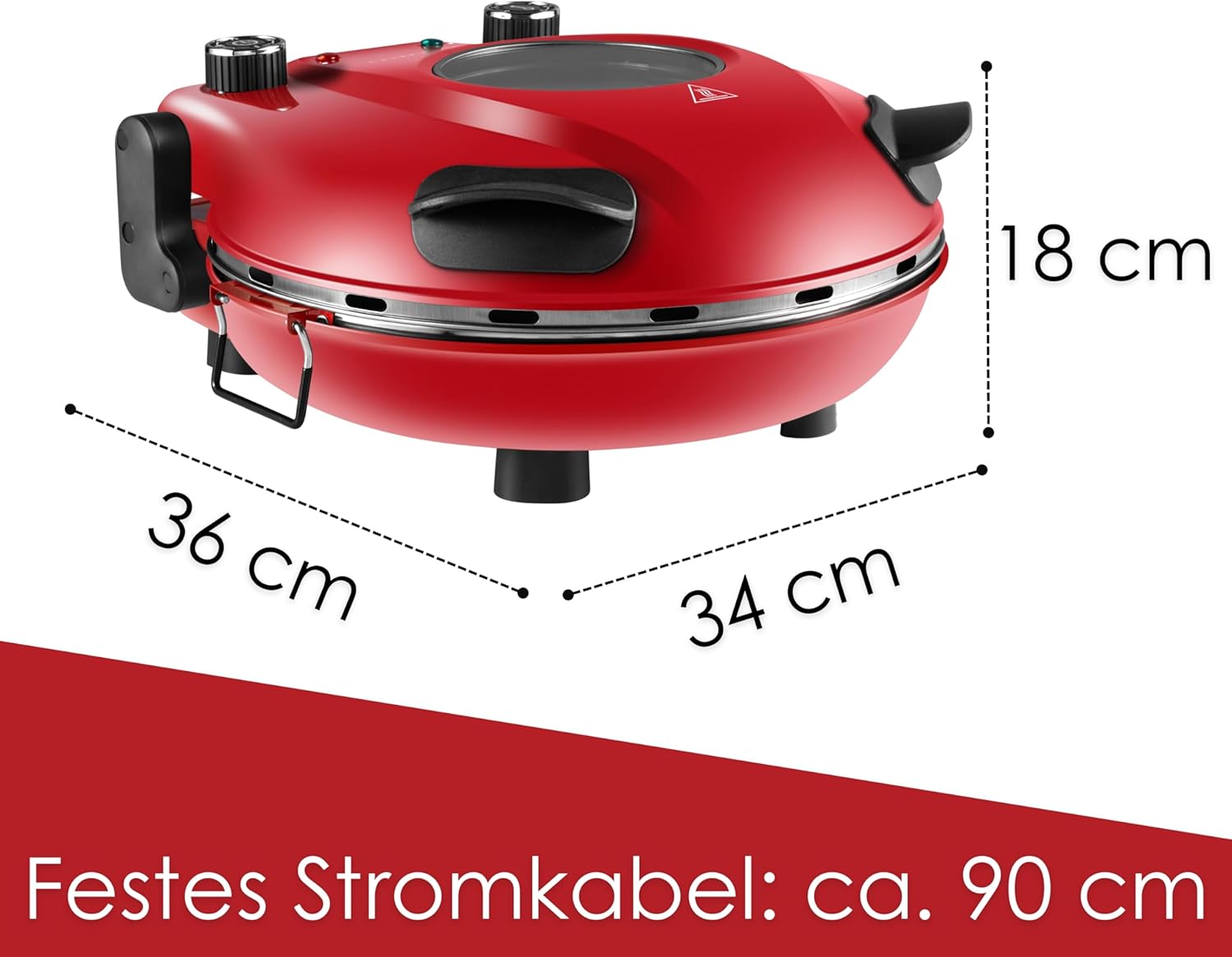 Thumbnail 6 de Pizzaofen elektrisch mit 32 cm Pizzastein – Backofen, 390°C, 1200 W