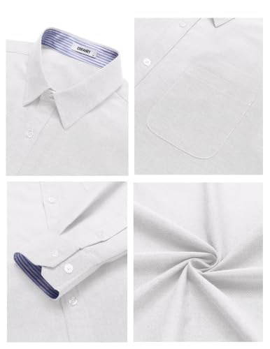Detalle de COOFANDY Camice Uomo Manica Lunga - Camicia Oxford Bianco M