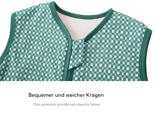Detalle de Chilsuessy Baby Schlafsack mit Füßen 1.5 Tog Grün Vogel, 90cm – Ganzjahres Schlafsack aus 100% Baumwolle