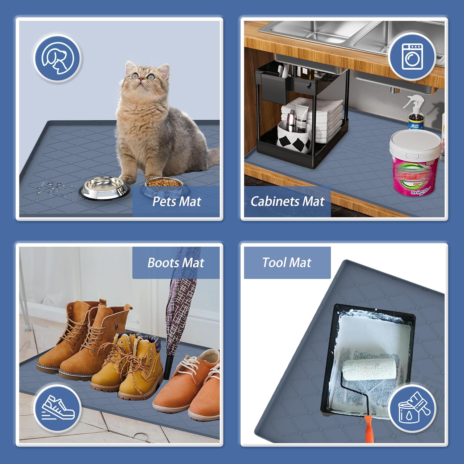 Thumbnail 6 de URMONA 34" x 22" Waterproof Silicone Mat for Under Sink Storage, Kitchen & Bathroom