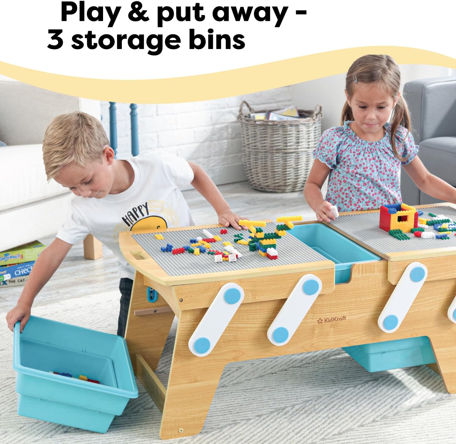 Thumbnail 6 de KidKraft 17512 Building Bricks Play N Store Wooden Table with 200+ Bricks