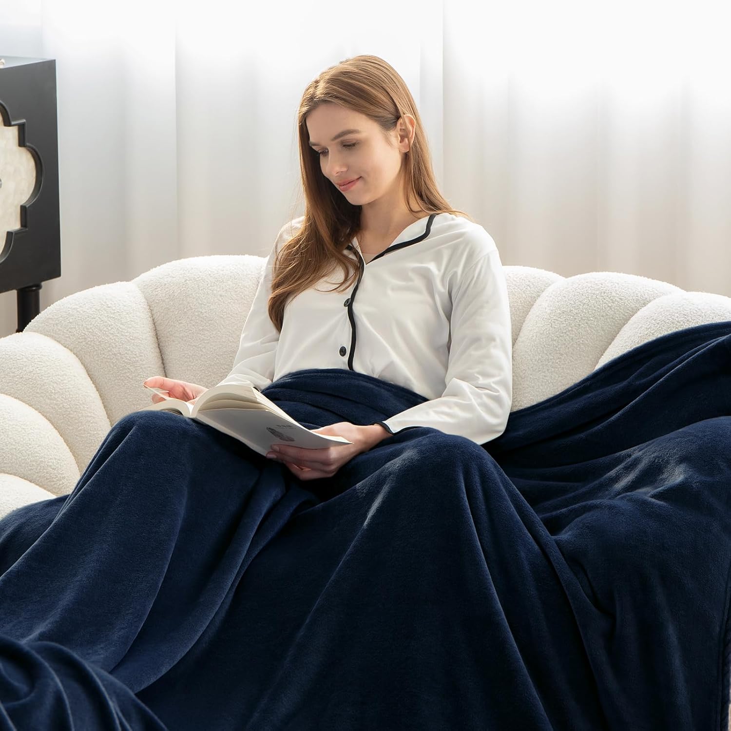 Thumbnail 2 de WAVVE Kuscheldecke „Flauschig“ 150x200 cm als Sofaüberwurf und Wohndecke (blau)