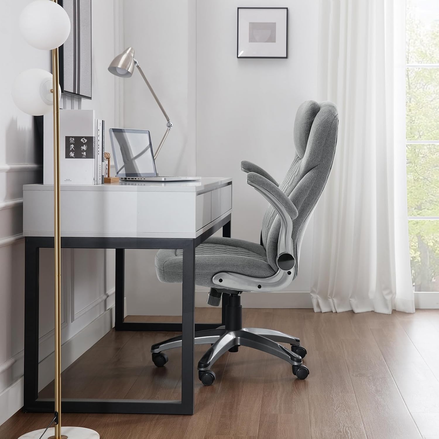 Thumbnail 6 de WOLTU Bürostuhl 200 kg, ergonomischer Chefsessel mit Kopfstütze und Armlehnen – Grau