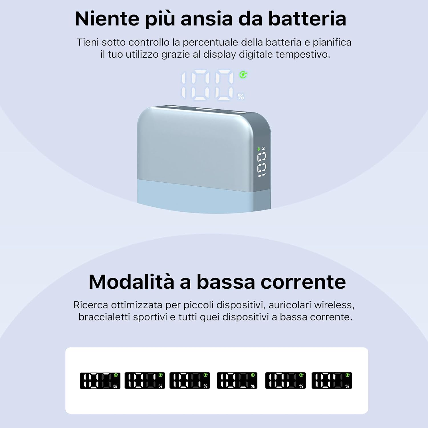 Detalle de NOBIS Power Bank 35W Portatile 10000mAh – ricarica rapida, display e triple uscita