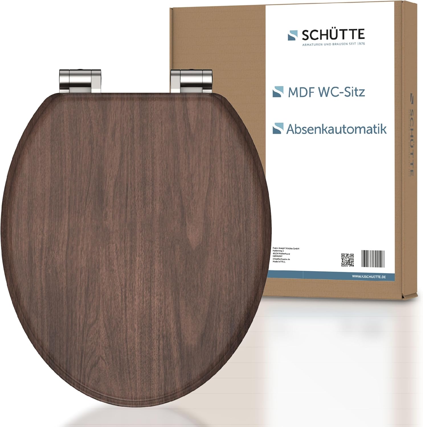 Detalle de SCHÜTTE DARKWOOD Siège de WC à abaissement automatique – bois et motif, charge 150 kg