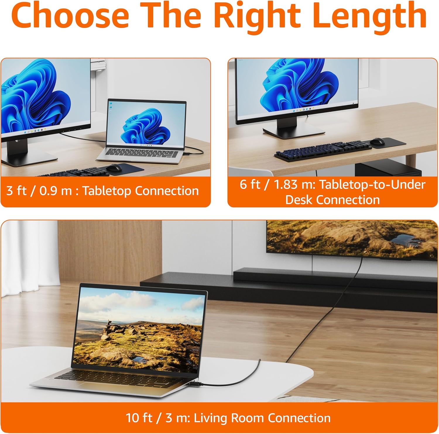 Thumbnail 6 de Amazon Basics 5-Pack DisplayPort to HDMI Cable (DP to HDMI), 3 m, 4K@30Hz