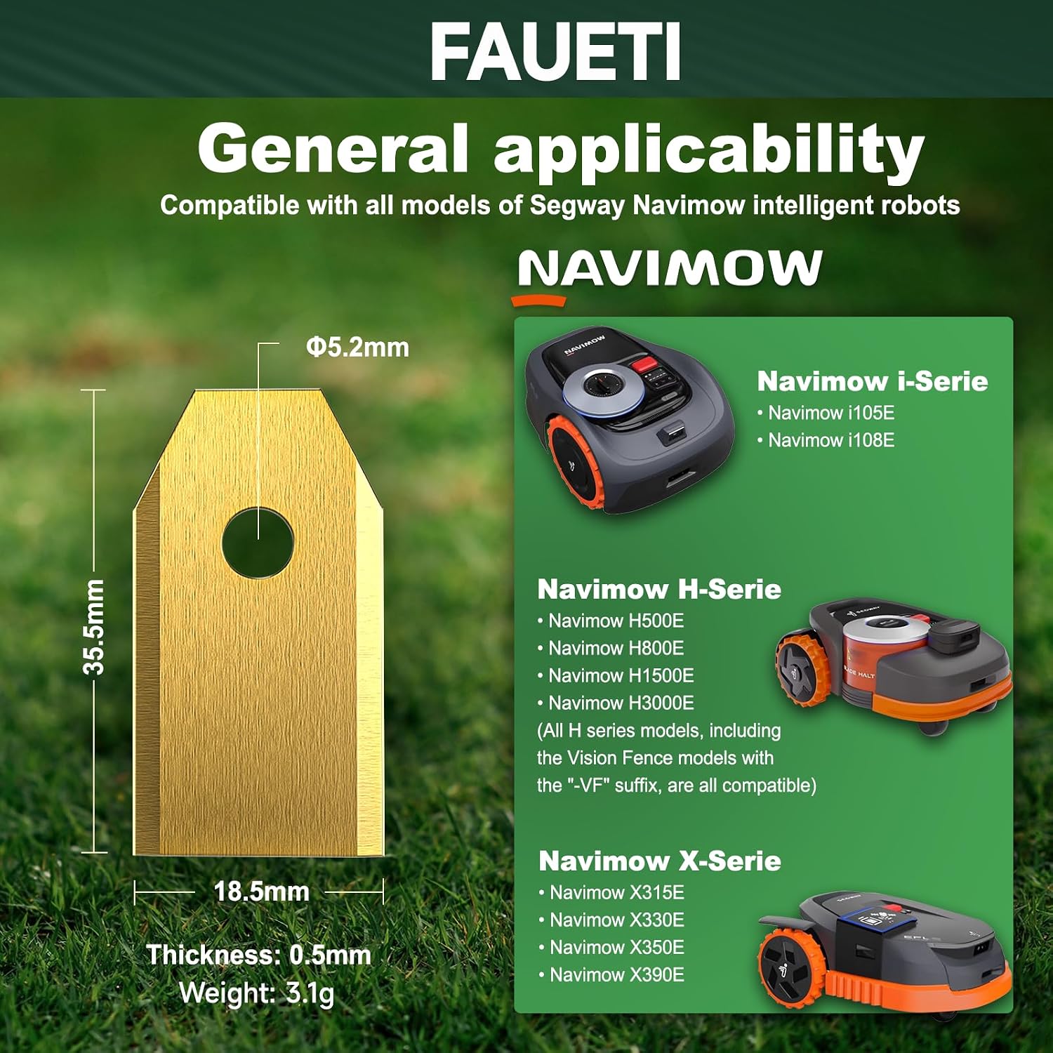 Detalle 2 de FAUETI 30Pcs Replacement Blades + Screws with Lock for Robotic Lawnmowers