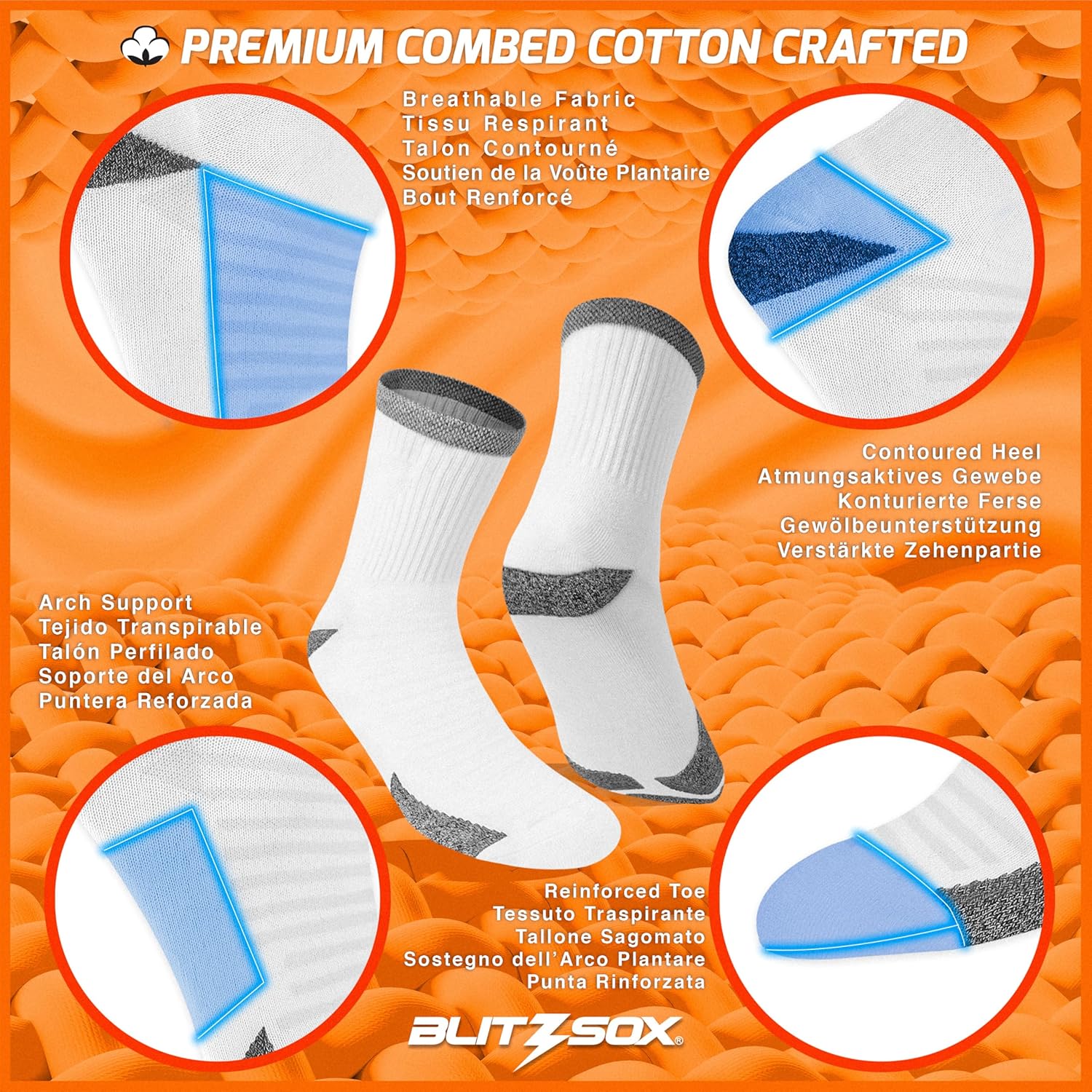 Thumbnail 2 de BLITZSOX Calzini sportivi uomo da corsa imbottiti e traspiranti, confezione da 6