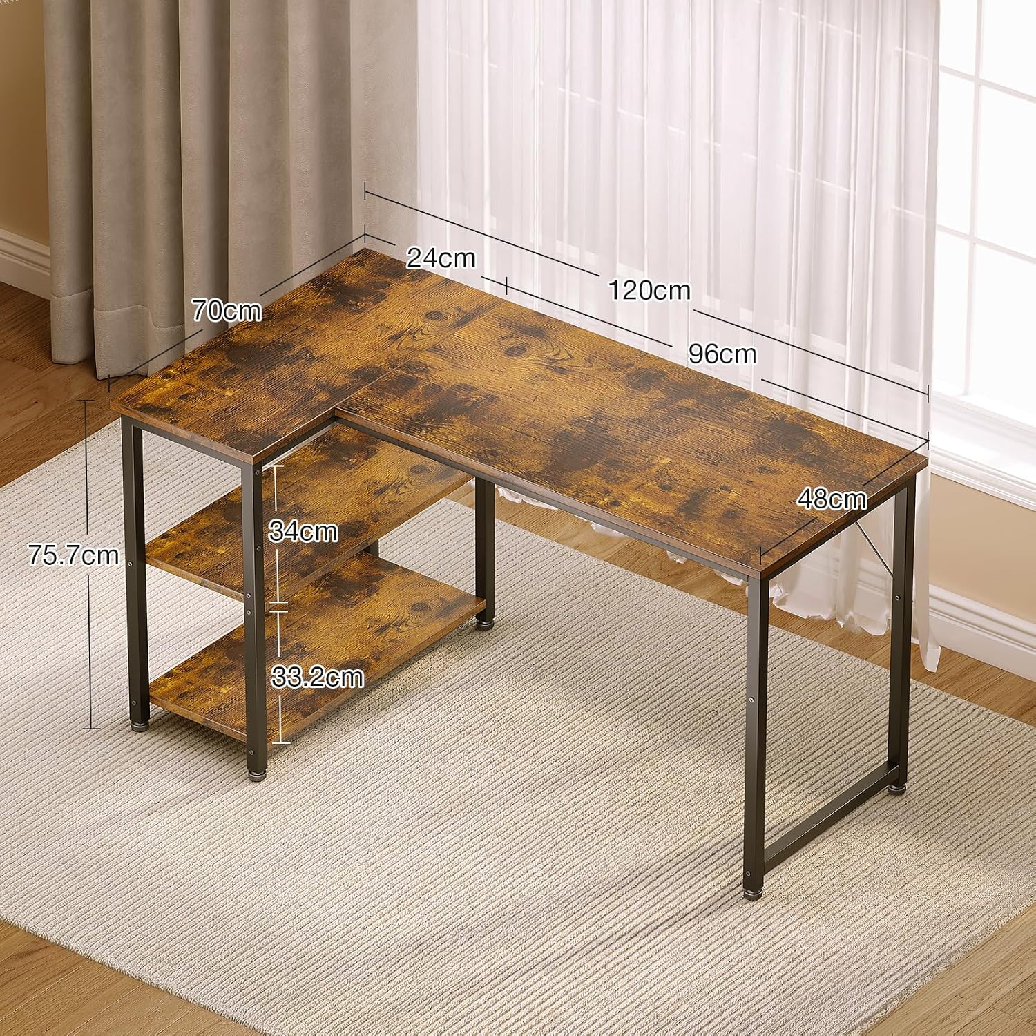 Detalle de Coleshome Gaming-Tisch 120x70 Eckschreibtisch