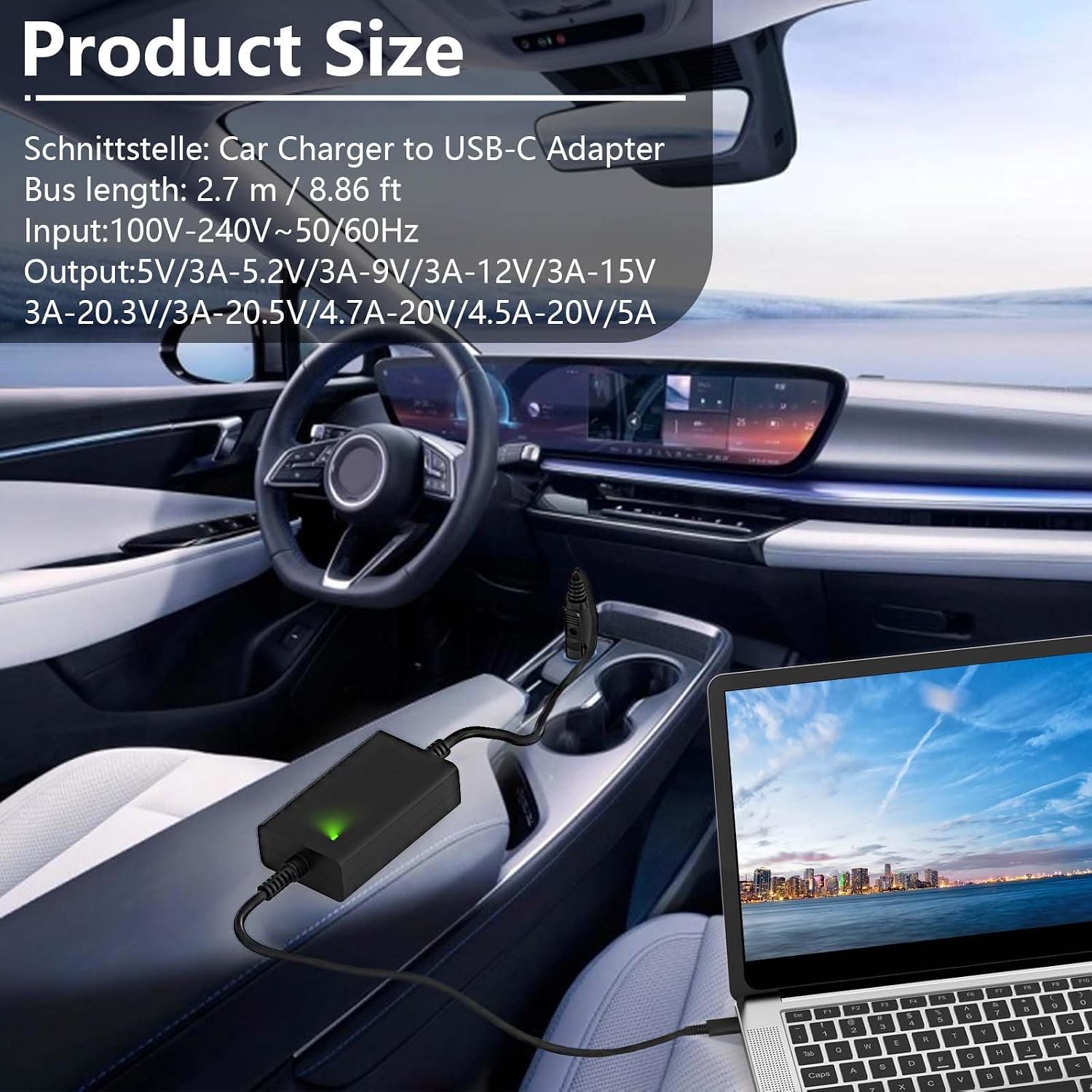 Thumbnail 2 de Hafiuege 12V/24V 100W USB-C Car Laptop Charger