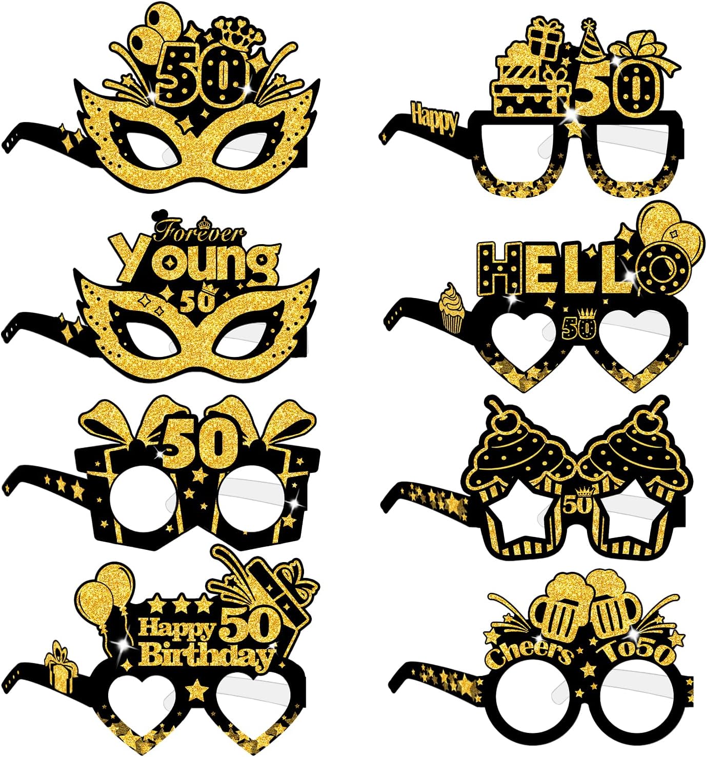 COLANANA Birthday Party Glasses Decoration (8-piece set) – fun paper eyeglasses for birthday photo booths