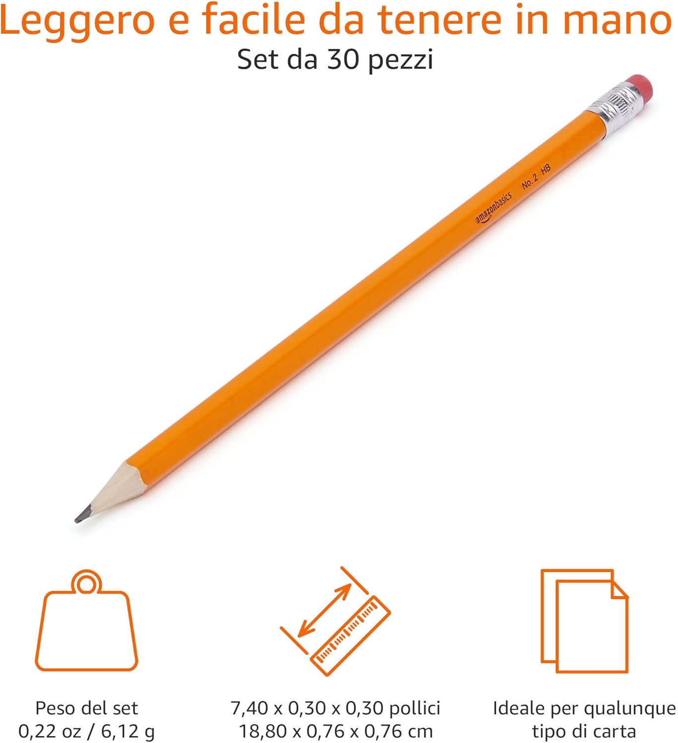 Thumbnail 2 de Amazon Basics Matite HB2 in Grafite con Corpo in Legno – Confezione da 30